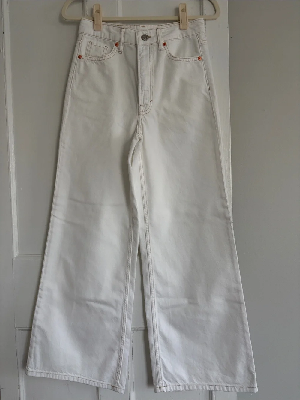 H&M Classic High-Rise Wide-Leg Jeans - White